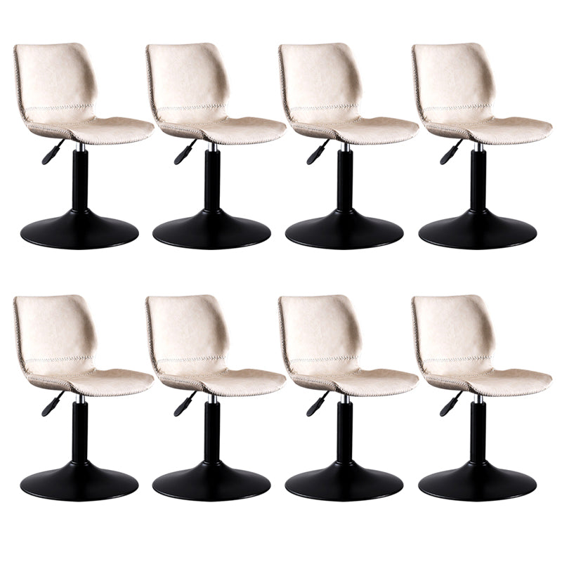 Contemporary Metal Barstool PU Leather Barstools in Matte Finish for Home Off-White 8 Piece Set Short Stool(20"H) Clearhalo 'Bar Furniture' 'Bar Stools' 'bar_stools' 'furn' 'furn_bar_stools' 'Furniture' 'Kitchen & Dining Furniture' 5813544