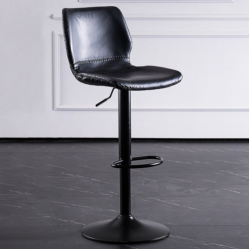 Contemporary Metal Barstool PU Leather Barstools in Matte Finish for Home