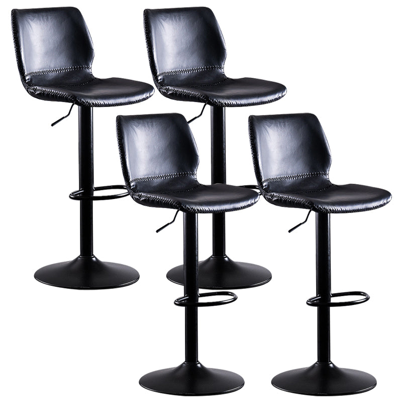 Contemporary Metal Barstool PU Leather Barstools in Matte Finish for Home Black 4 Piece Set Bar Stool(28"H) Clearhalo 'Bar Furniture' 'Bar Stools' 'bar_stools' 'furn' 'furn_bar_stools' 'Furniture' 'Kitchen & Dining Furniture' 5813547