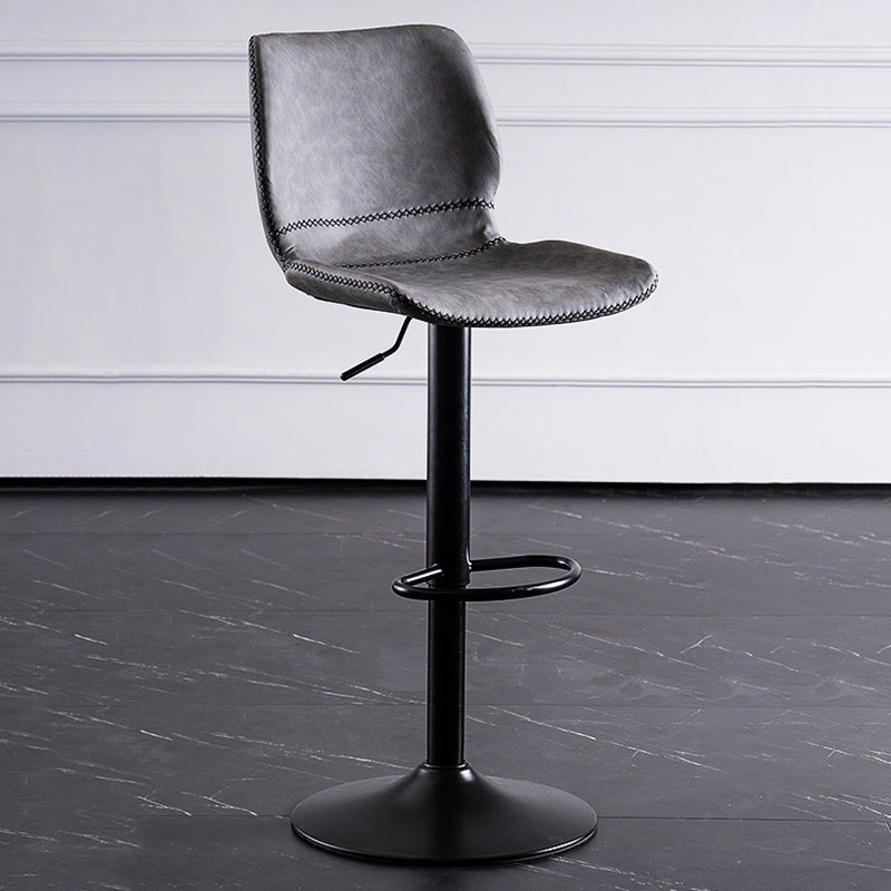 Contemporary Metal Barstool PU Leather Barstools in Matte Finish for Home Grey 1 Piece Bar Stool(28"H) Clearhalo 'Bar Furniture' 'Bar Stools' 'bar_stools' 'furn' 'furn_bar_stools' 'Furniture' 'Kitchen & Dining Furniture' 5813550
