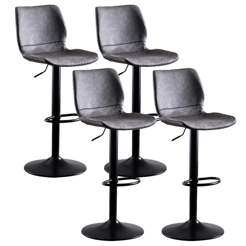 Contemporary Metal Barstool PU Leather Barstools in Matte Finish for Home Grey 4 Piece Set Bar Stool(28"H) Clearhalo 'Bar Furniture' 'Bar Stools' 'bar_stools' 'furn' 'furn_bar_stools' 'Furniture' 'Kitchen & Dining Furniture' 5813552