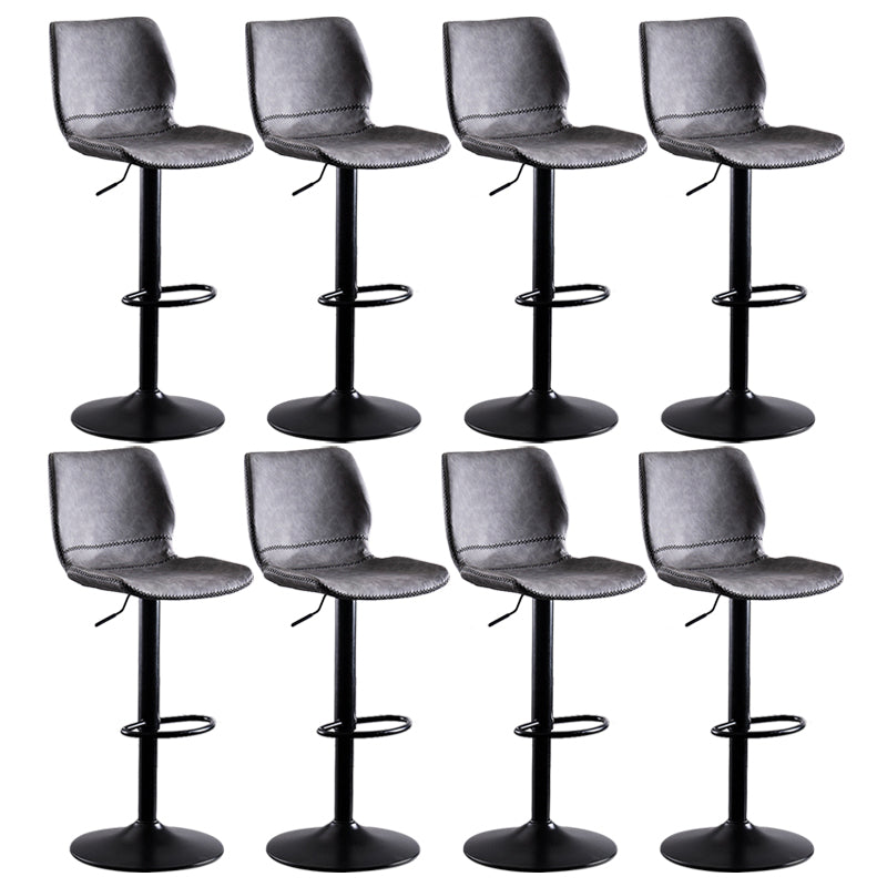 Contemporary Metal Barstool PU Leather Barstools in Matte Finish for Home Grey 8 Piece Set Bar Stool(28"H) Clearhalo 'Bar Furniture' 'Bar Stools' 'bar_stools' 'furn' 'furn_bar_stools' 'Furniture' 'Kitchen & Dining Furniture' 5813554