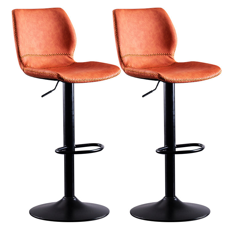 Contemporary Metal Barstool PU Leather Barstools in Matte Finish for Home Orange 2 Piece Set Bar Stool(28"H) Clearhalo 'Bar Furniture' 'Bar Stools' 'bar_stools' 'furn' 'furn_bar_stools' 'Furniture' 'Kitchen & Dining Furniture' 5813556