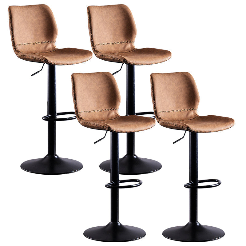 Contemporary Metal Barstool PU Leather Barstools in Matte Finish for Home Brown 4 Piece Set Bar Stool(28"H) Clearhalo 'Bar Furniture' 'Bar Stools' 'bar_stools' 'furn' 'furn_bar_stools' 'Furniture' 'Kitchen & Dining Furniture' 5813562