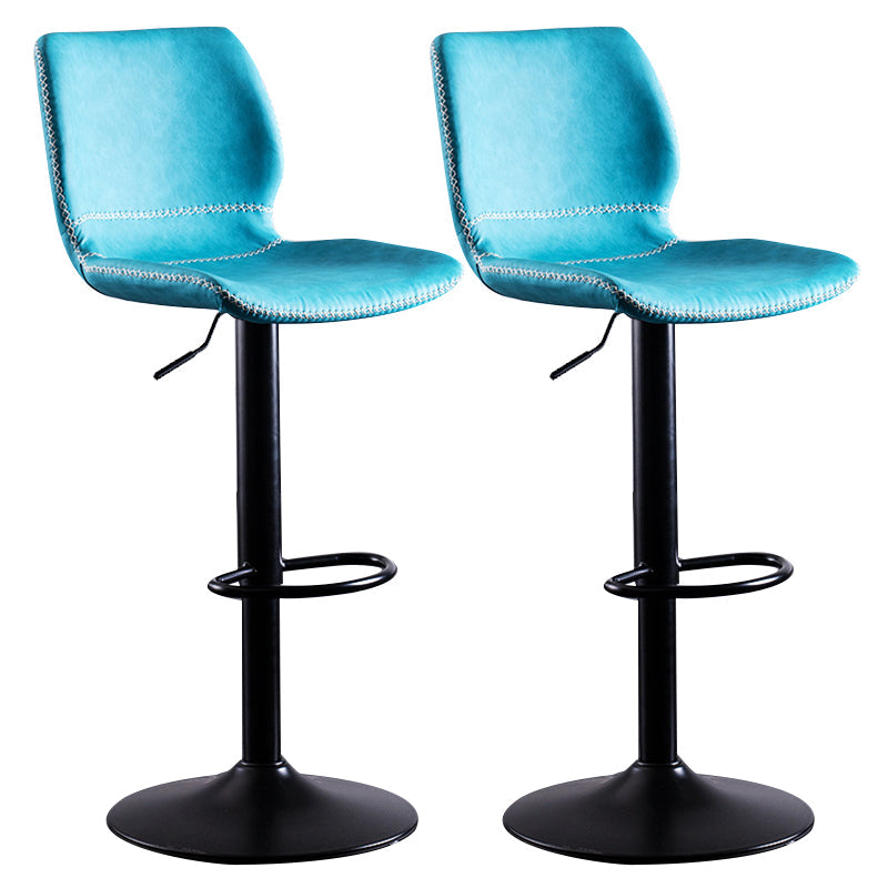 Contemporary Metal Barstool PU Leather Barstools in Matte Finish for Home Blue 2 Piece Set Bar Stool(28"H) Clearhalo 'Bar Furniture' 'Bar Stools' 'bar_stools' 'furn' 'furn_bar_stools' 'Furniture' 'Kitchen & Dining Furniture' 5813566