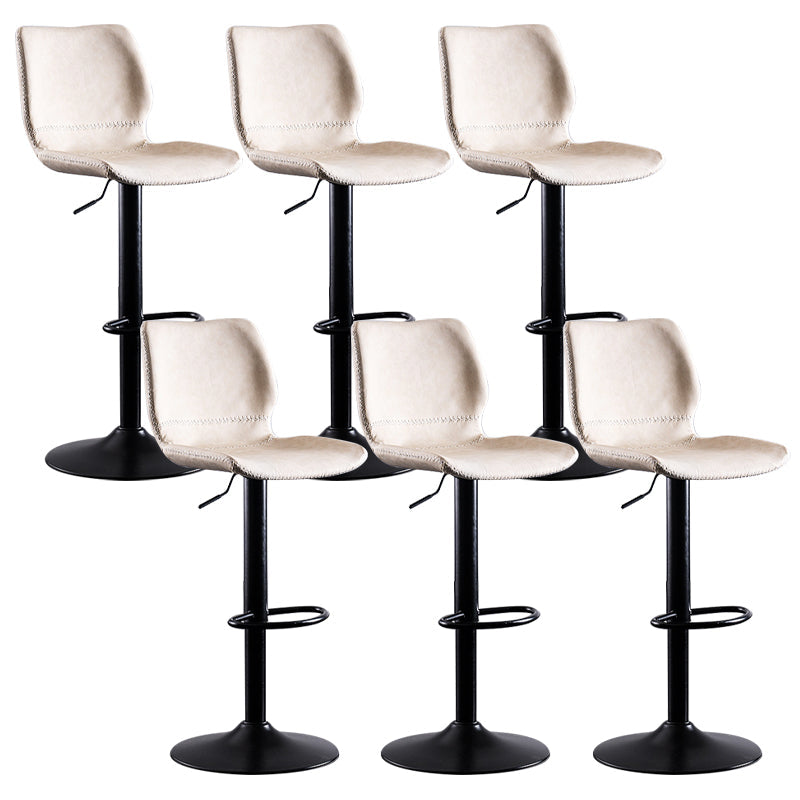 Contemporary Metal Barstool PU Leather Barstools in Matte Finish for Home Off-White 6 Piece Set Bar Stool(28"H) Clearhalo 'Bar Furniture' 'Bar Stools' 'bar_stools' 'furn' 'furn_bar_stools' 'Furniture' 'Kitchen & Dining Furniture' 5813573