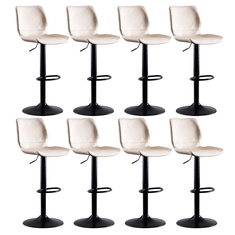 Contemporary Metal Barstool PU Leather Barstools in Matte Finish for Home Off-White 8 Piece Set Bar Stool(28"H) Clearhalo 'Bar Furniture' 'Bar Stools' 'bar_stools' 'furn' 'furn_bar_stools' 'Furniture' 'Kitchen & Dining Furniture' 5813574