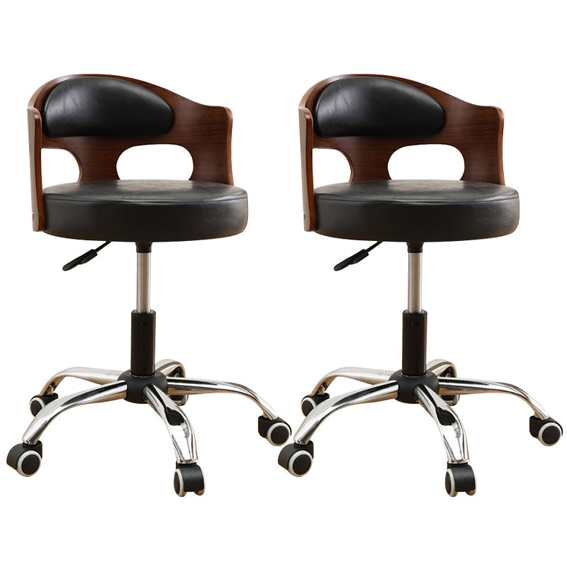 Zeitgenössischer Metall Barstool Faux Leder -Rundsitzschalterschalter mit Drehgelenk