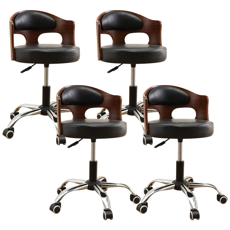 Zeitgenössischer Metall Barstool Faux Leder -Rundsitzschalterschalter mit Drehgelenk