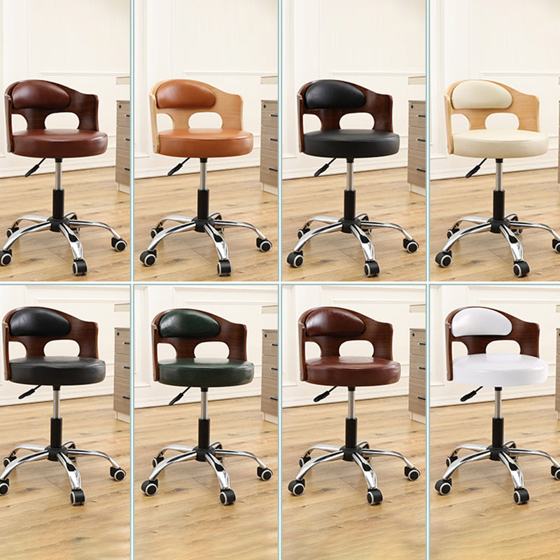 Zeitgenössischer Metall Barstool Faux Leder -Rundsitzschalterschalter mit Drehgelenk