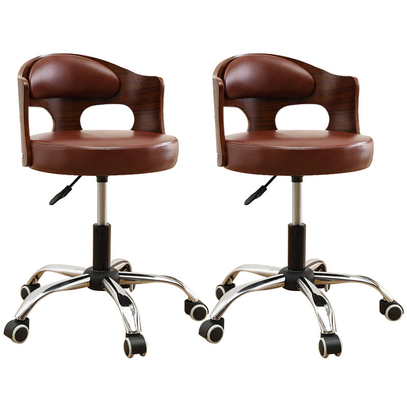 Zeitgenössischer Metall Barstool Faux Leder -Rundsitzschalterschalter mit Drehgelenk