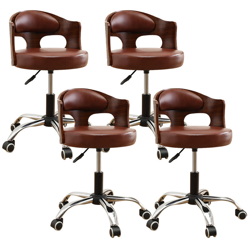 Zeitgenössischer Metall Barstool Faux Leder -Rundsitzschalterschalter mit Drehgelenk