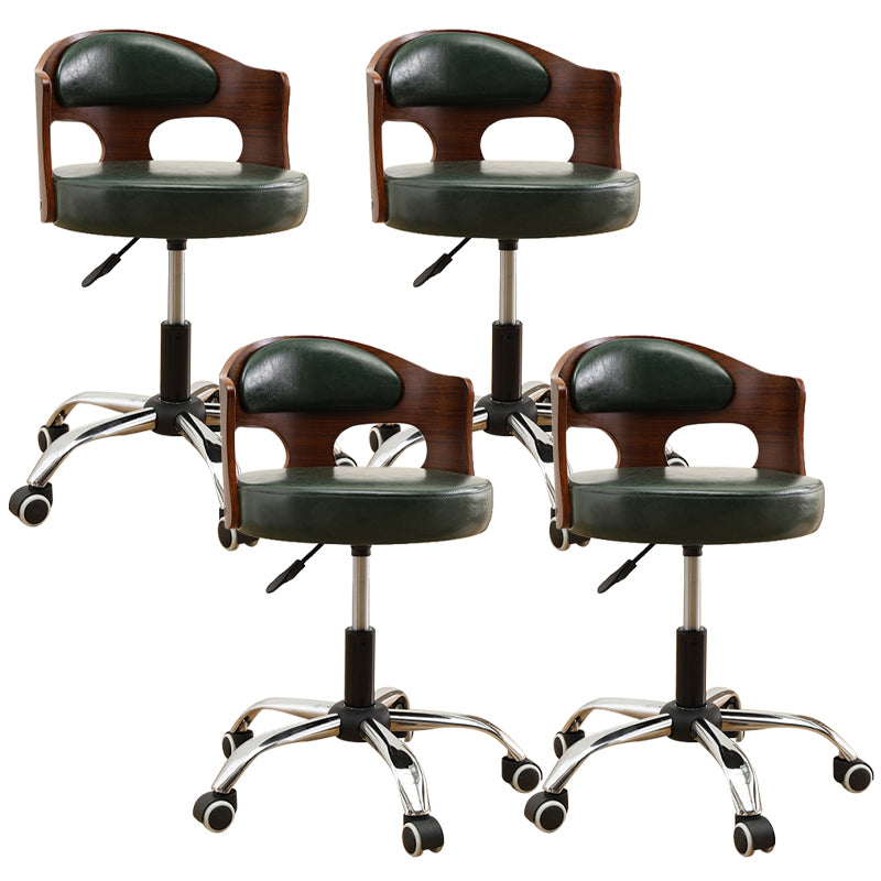 Zeitgenössischer Metall Barstool Faux Leder -Rundsitzschalterschalter mit Drehgelenk