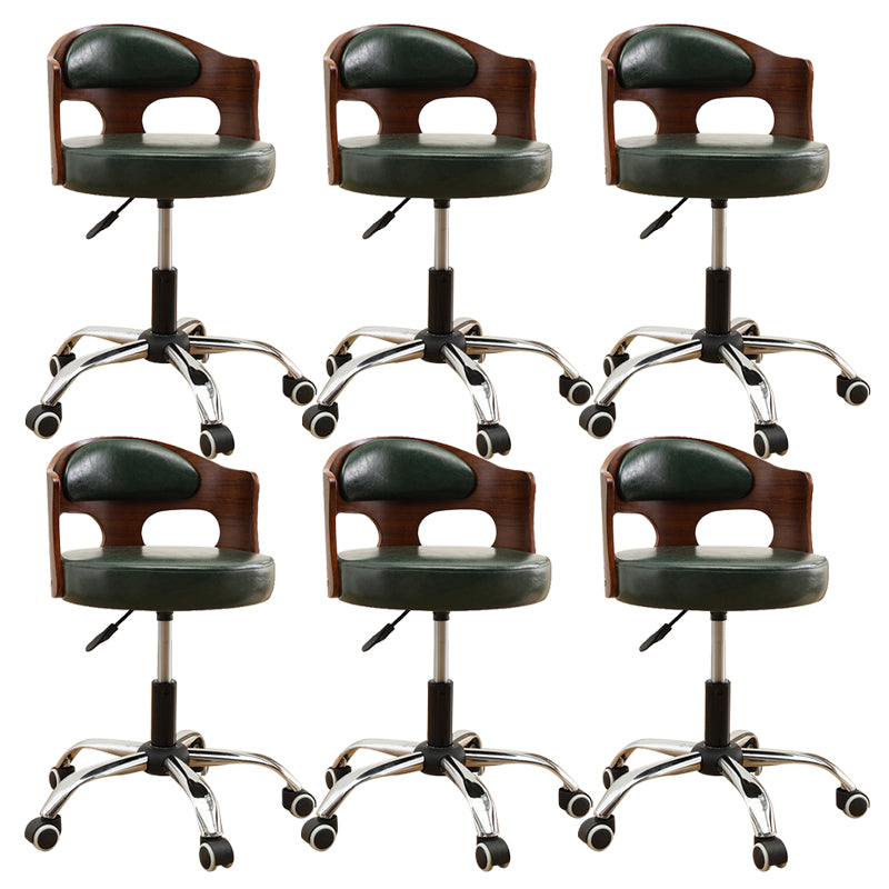 Zeitgenössischer Metall Barstool Faux Leder -Rundsitzschalterschalter mit Drehgelenk