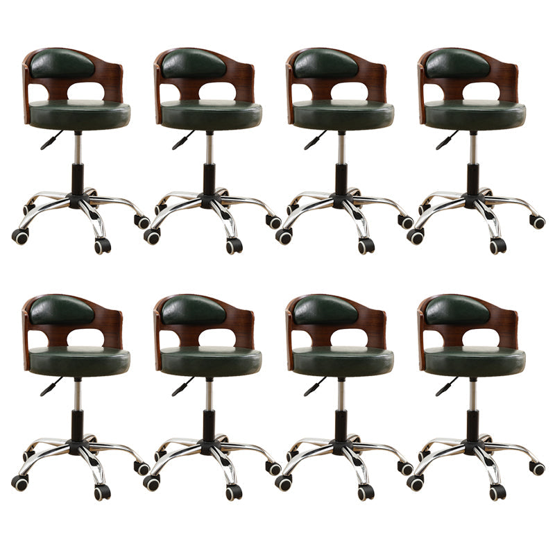 Zeitgenössischer Metall Barstool Faux Leder -Rundsitzschalterschalter mit Drehgelenk