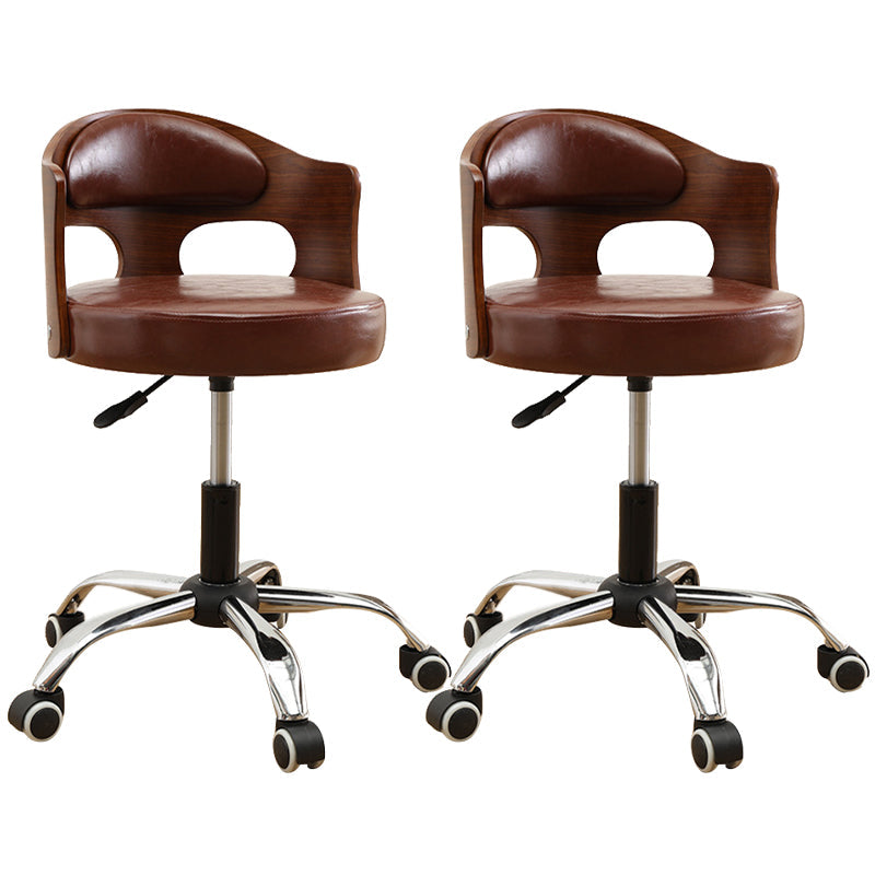 Zeitgenössischer Metall Barstool Faux Leder -Rundsitzschalterschalter mit Drehgelenk