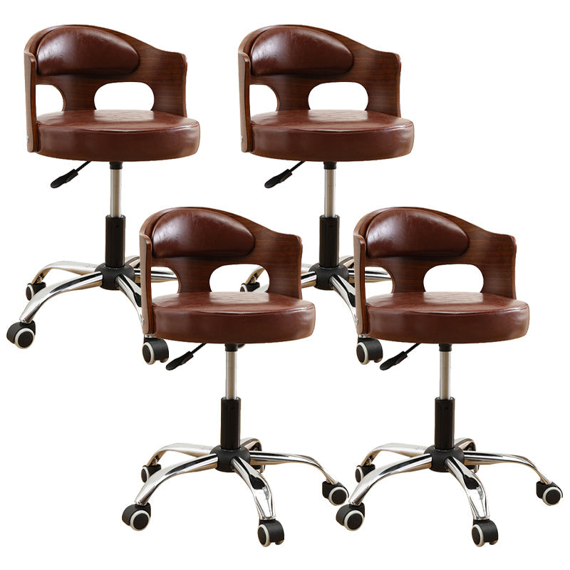 Zeitgenössischer Metall Barstool Faux Leder -Rundsitzschalterschalter mit Drehgelenk