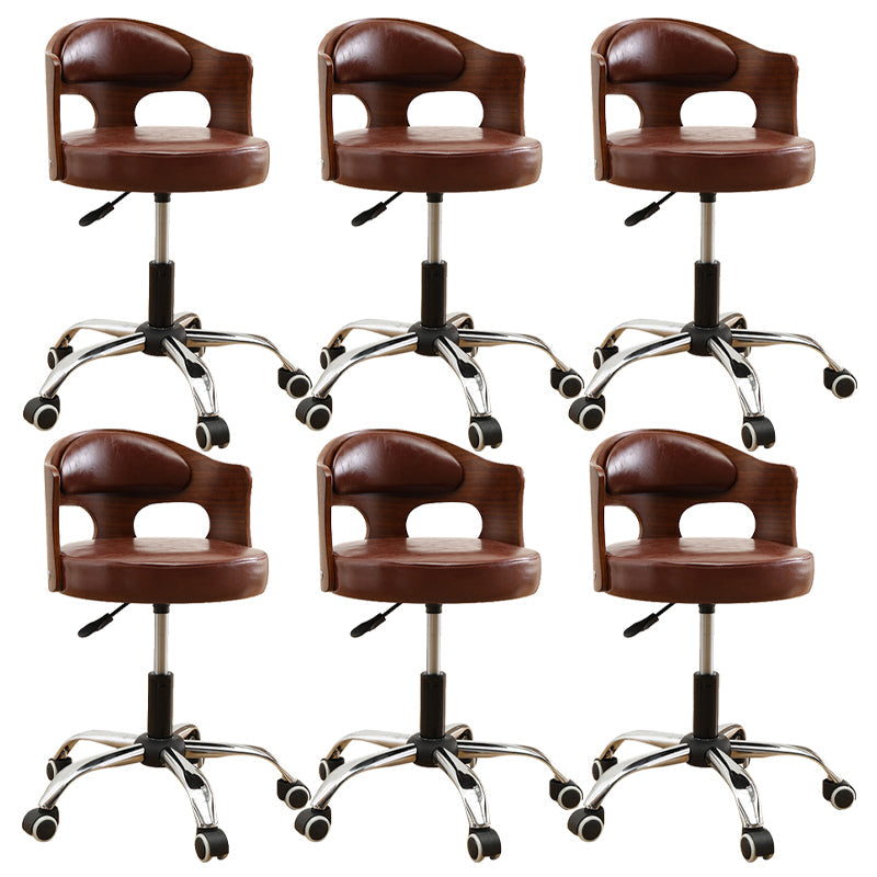 Zeitgenössischer Metall Barstool Faux Leder -Rundsitzschalterschalter mit Drehgelenk