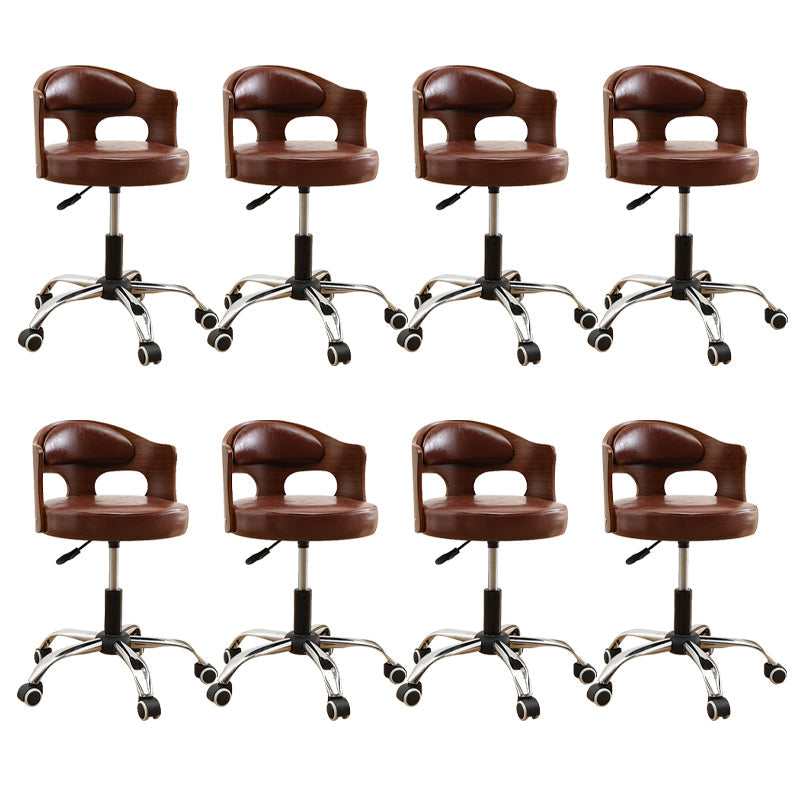 Zeitgenössischer Metall Barstool Faux Leder -Rundsitzschalterschalter mit Drehgelenk