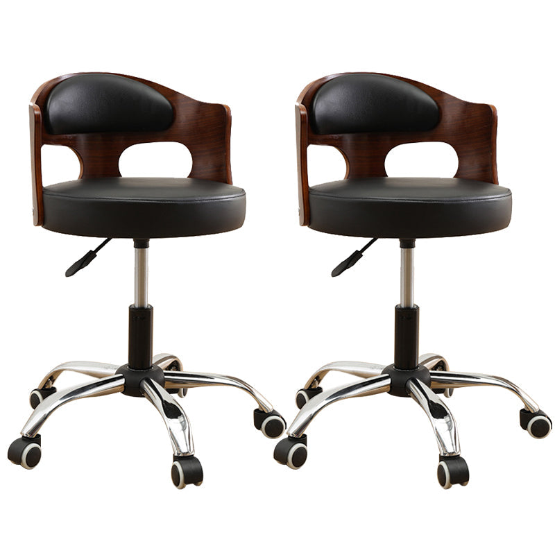 Zeitgenössischer Metall Barstool Faux Leder -Rundsitzschalterschalter mit Drehgelenk