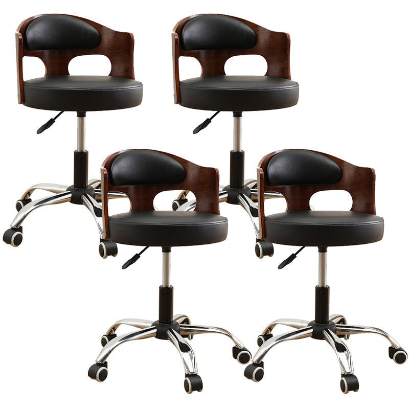 Zeitgenössischer Metall Barstool Faux Leder -Rundsitzschalterschalter mit Drehgelenk