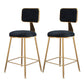 Fabric Round Seat Bar Stools Scandinavian Low Back Barstool with 4 Gold Iron Legs