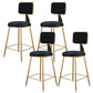 Fabric Round Seat Bar Stools Scandinavian Low Back Barstool with 4 Gold Iron Legs
