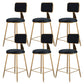 Fabric Round Seat Bar Stools Scandinavian Low Back Barstool with 4 Gold Iron Legs