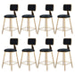 Fabric Round Seat Bar Stools Scandinavian Low Back Barstool with 4 Gold Iron Legs