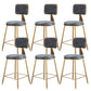 Fabric Round Seat Bar Stools Scandinavian Low Back Barstool with 4 Gold Iron Legs