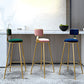 Fabric Round Seat Bar Stools Scandinavian Low Back Barstool with 4 Gold Iron Legs