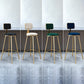 Fabric Round Seat Bar Stools Scandinavian Low Back Barstool with 4 Gold Iron Legs