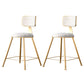 Fabric Round Seat Bar Stools Scandinavian Low Back Barstool with 4 Gold Iron Legs