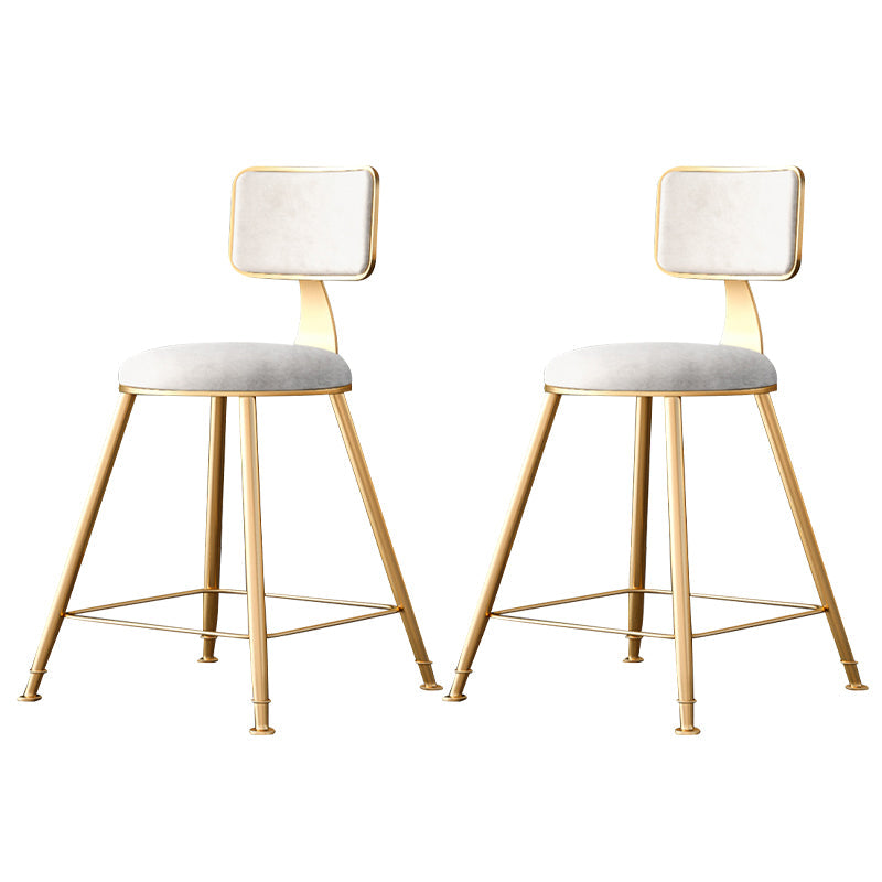 Fabric Round Seat Bar Stools Scandinavian Low Back Barstool with 4 Gold Iron Legs