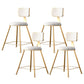 Fabric Round Seat Bar Stools Scandinavian Low Back Barstool with 4 Gold Iron Legs