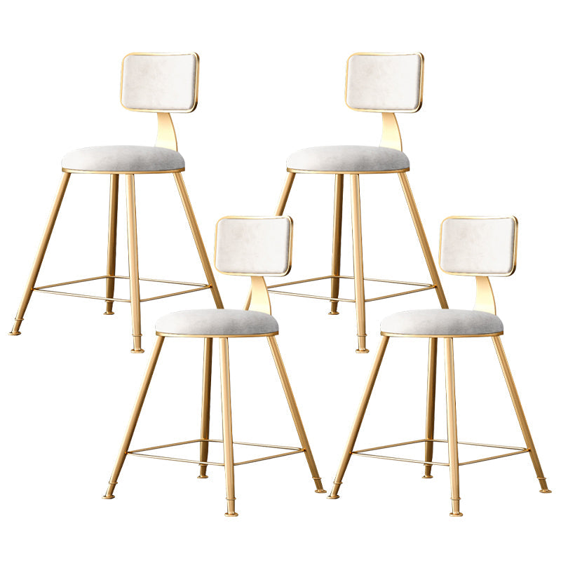 Fabric Round Seat Bar Stools Scandinavian Low Back Barstool with 4 Gold Iron Legs