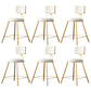 Fabric Round Seat Bar Stools Scandinavian Low Back Barstool with 4 Gold Iron Legs