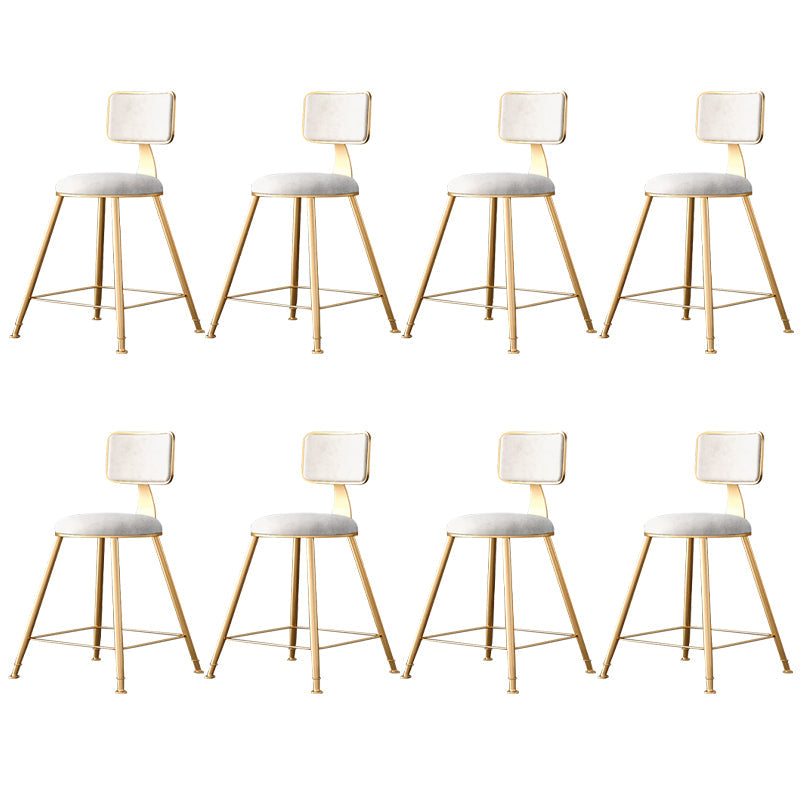 Fabric Round Seat Bar Stools Scandinavian Low Back Barstool with 4 Gold Iron Legs