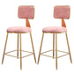 Fabric Round Seat Bar Stools Scandinavian Low Back Barstool with 4 Gold Iron Legs