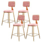 Fabric Round Seat Bar Stools Scandinavian Low Back Barstool with 4 Gold Iron Legs