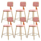 Fabric Round Seat Bar Stools Scandinavian Low Back Barstool with 4 Gold Iron Legs