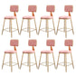 Fabric Round Seat Bar Stools Scandinavian Low Back Barstool with 4 Gold Iron Legs