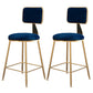 Fabric Round Seat Bar Stools Scandinavian Low Back Barstool with 4 Gold Iron Legs