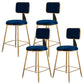 Fabric Round Seat Bar Stools Scandinavian Low Back Barstool with 4 Gold Iron Legs