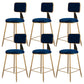 Fabric Round Seat Bar Stools Scandinavian Low Back Barstool with 4 Gold Iron Legs