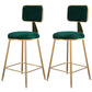 Fabric Round Seat Bar Stools Scandinavian Low Back Barstool with 4 Gold Iron Legs
