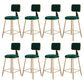Fabric Round Seat Bar Stools Scandinavian Low Back Barstool with 4 Gold Iron Legs