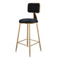 Fabric Round Seat Bar Stools Scandinavian Low Back Barstool with 4 Gold Iron Legs