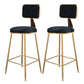 Fabric Round Seat Bar Stools Scandinavian Low Back Barstool with 4 Gold Iron Legs