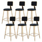 Fabric Round Seat Bar Stools Scandinavian Low Back Barstool with 4 Gold Iron Legs